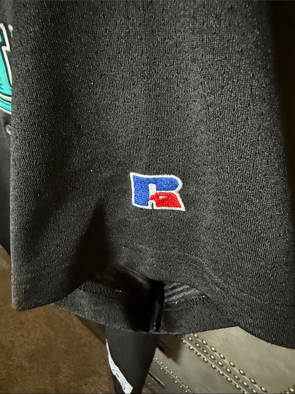 Russell Athletic Black Miami Marlins Button-Up Jersey with Teal Logo - Picture 4 of 7